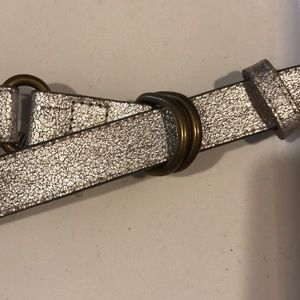 🩶🪢GAP silver leather & brass wrap belt NWT
